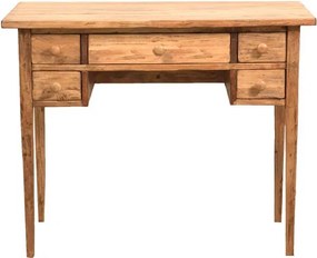 Birou, L100 48 H80 cm, 5 sertare, natur antic, lemn masiv