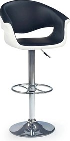 Scaun bar H46, negru/alb/crom, piele ecologica/otel, 60x46x93/115 cm