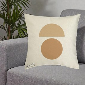 Perna Decorativa Geometric Minimalist Auriu, 40x40 cm, Ecru, Husa Detasabila, Perna Inclusa, BEKZ®