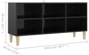 Comoda TV, picioare lemn masiv, negru extralucios, 103,5x30x50 cm 1, negru foarte lucios, 103.5 x 30 x 50 cm