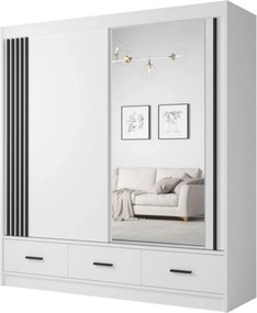 Dulap CANADA CA24-200, alb/negru, PAL, cu 2 usi si 3 sertare, 200x60x2