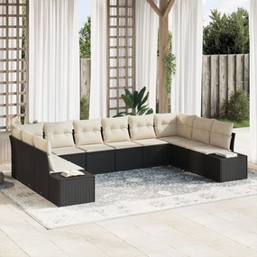 vidaXL Set de canapele pentru grădină 10 pcs Negru Rattan poli