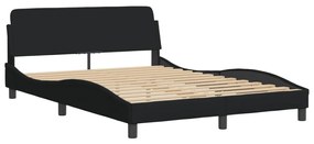 373167 vidaXL Cadru de pat cu tăblie, negru, 140x190 cm, textil