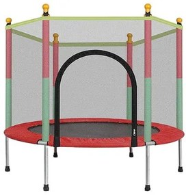 Trambulina copii, Interior-Exterior, 122x140cm, Plasa de protectie, Multicolora