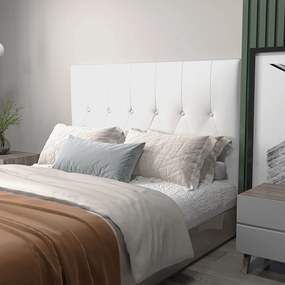 HOMCOM Spătar Pat Matrimonial Capitonată cu Design cu Nasturi, Căpătâi Pat din Piele PU și MDF, 160x7x120 cm, Alb | Aosom Romania