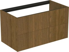 Dulap baza suspendat Ideal Standard Atelier Conca finisaj nuc inchis 2 sertare 100 cm