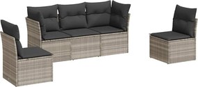 vidaXL Set canapele de grădină cu perne, 5 piese gri deschis poliratan