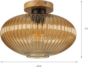 Plafonieră MILOU WOOD 1xE27/15W/230V stejar/bej fumuriu, diam. 29 cm