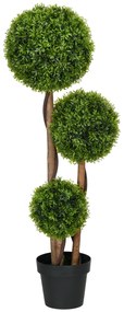 HOMCOM Arbore artificial buxus cu 3 bile frunze de bambus ghiveci inclus interior și exterior înălțime 110 cm verde | Aosom Romania