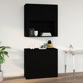 vidaXL Dulap de perete, negru, 80x33x80 cm, lemn prelucrat