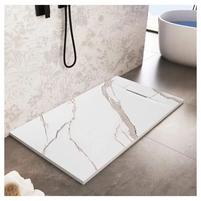 Rea Bazalt Carrara White cadita de dus dreptunghiulara x100 cm alb-bej REA-K7000