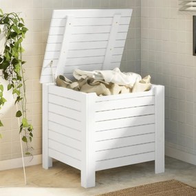 vidaXL Cutie depozitare capac "RANA", alb, 60x49x54 cm, lemn masiv pin