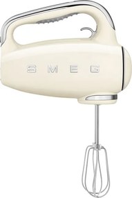Mixer manual SMEG 50's Style HMF01CREU, 250 W, 9 viteze, Functie Turbo, Afisaj LED, Timer, Accesorii, Crem
