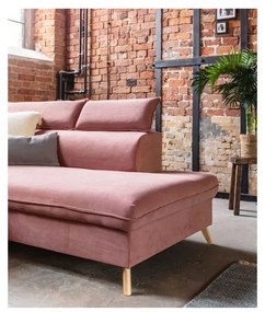 Colțar roz deschis extensibil cu tapițerie din catifea (cu colț pe partea dreaptă/în formă de "U") Sweet Harmony – Miuform