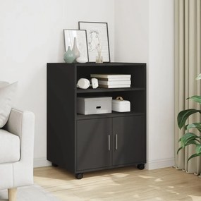 vidaXL Dulap cu roți, negru, 60x48x81 cm, lemn prelucrat