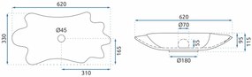 Lavoar Sea alb/auriu L62 cm