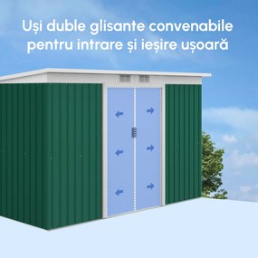 Casuta gradina, sopron pentru depozitare si organizare 277x130x173cm, verde Outsunny | Aosom RO