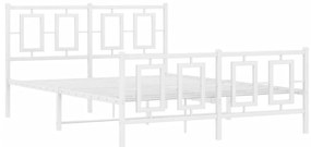 374309 vidaXL Cadru de pat metalic cu tăblie, alb, 140x200 cm