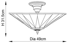 Endon 64043 - Lustră aplicată Tiffany DARK STAR, 3 x E27, 60 W, 230 V, diam. 49 cm