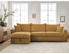 Colțar galben extensibil cu tapițerie din catifea reiată (cu colț variabil) Augustin – Bobochic Paris