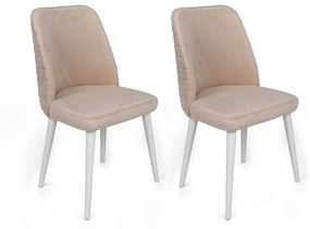 Set 2 scaune haaus Tutku, Crem/Alb, textil, picioare metalice