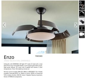 Lustra LED cu Ventilator si telecomanda, lame retractabile Enzo negru