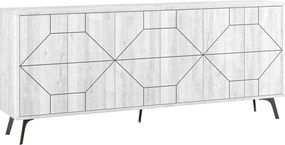 Comoda DUNE, alb/gri, PAL melaminat, 184x35x77 cm