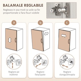 HOMCOM Bufet de Bucătărie cu 3 Compartimente Deschise, 101x39x180,5 cm, Alb | Aosom Romania