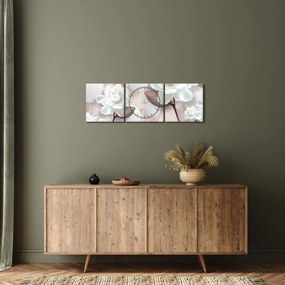 Tablou - Flori de trandafir (cu ceas) (90x30 cm)