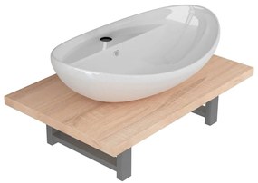 279329 vidaXL Set mobilier de baie din două piese, stejar, ceramică