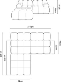 Canapea modulara 3 locuri, Bellis, Micadoni Home, BL, 188x188x70 cm, catifea, gri inchis