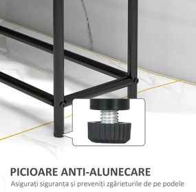 HOMCOM Suport Prosoape pentru Baie de Podea cu 2 Brațe Autoportant din Metal Negru | Aosom Romania