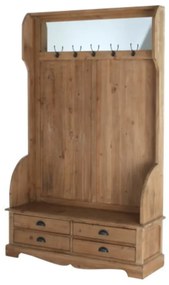 Cuier, natur, din lemn de pin reciclat, cu oglinda, Hazel