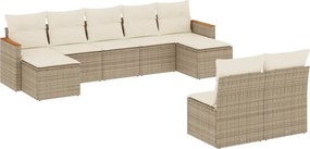 vidaXL Set canapele de grădină, 9 piese, cu perne, bej, poliratan