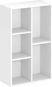 HOMCOM Bibliotecă raft de depozitare 2 nivele cu 5 compartimente, pentru living dormitor birou, 50x24x80cm, alb | Aosom Romania