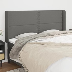 vidaXL Tăblie de pat cu aripioare gri închis 183x16x118/128 cm textil