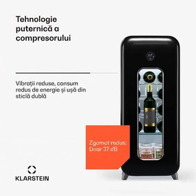 Klarstein Shirley 15 Uno. frigider pentru vinuri, 15 sticle, 5 - 20 °C, control tactil, retro