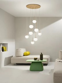 Ondaluce - Lustră suspendată pe cablu JEWEL 8xE14/10W/230V Ø 70 cm auriu/alb