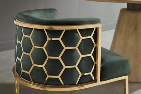 Scaun ELEGANCE catifea verde, otel inoxidabil auriu