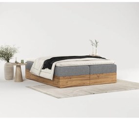 Pat boxspring gri/în culoare naturală cu spațiu de depozitare 140x200 cm Faro – Maison de Rêve