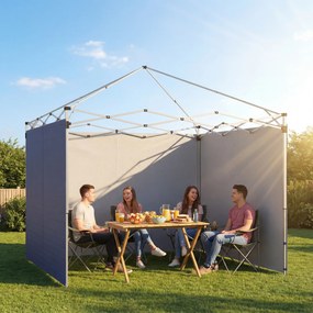 Outsunny 3 Pereți Laterali pentru Pavilioane 300x300 cm, 300x200 cm, Pereți Laterali de Rezervă din Țesătură Oxford cu Fermoar, Albastru | Aosom Romania