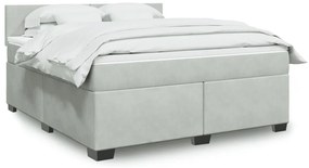 vidaXL Pat box spring cu saltea, gri deschis, 180x200 cm, catifea
