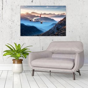 Tablou - Avion peste crestele montane (90x60 cm)