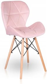 Scaune de sufragerie 4buc din catifea, roz PINK CRYSTAL