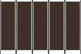 vidaXL Paravan de cameră cu 5 panouri, maro, 250 x 180 cm