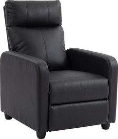 HOMCOM Fotoliu Relax Reclinabil Manual 155° cu Suport pentru Picioare din piele ecologică PU, pentru Living și Dormitor, Negru | Aosom Romania