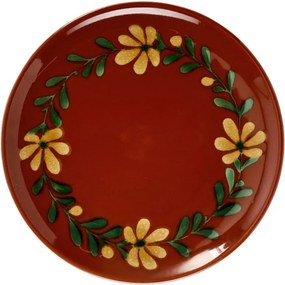 Farfurie de cină din ceramică pictată manual cu motive florale folk, D26,5×H2,5 cm, „Aya"