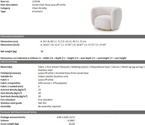 Fotoliu pivotant design elegant Roxy, lyssa off-white 115348 HZ