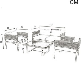 Set de mobilier de grădină din 4 piese cu frânghie, Bej | Aosom Romania