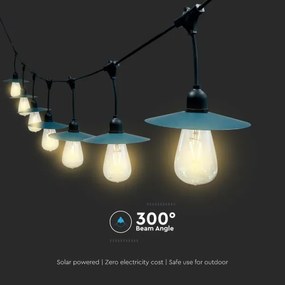 Lanț LED solar 15xLED/0,2W/3,7V 15 m 3000K IP44